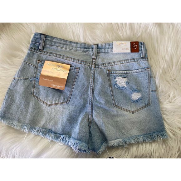 Gogo Jeans High Rise Distressed Destroyed Frayed Hem Shorts Sz 11/30‎ New w Tags - Picture 2 of 12